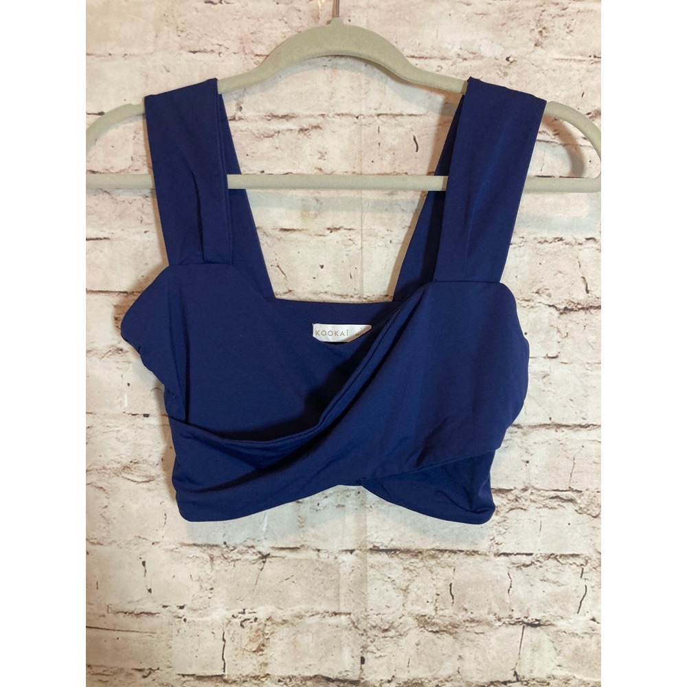 KOOKAI Crop Top Small‎ Medival Blue Cropped Cross Panels Made In Fiji Stretchy